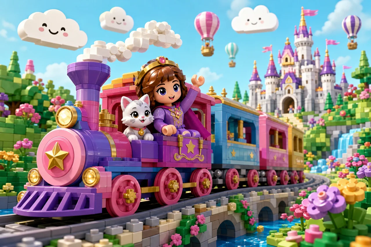 カラフルな列車とかわいいキャラクター