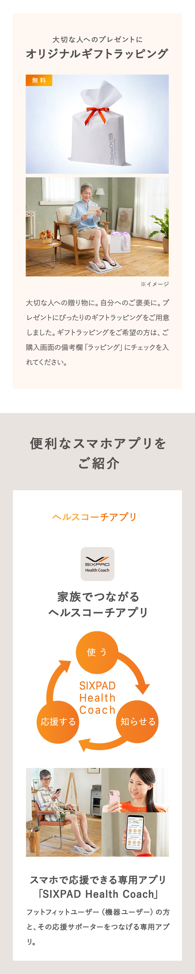 SIXPADアプリ連携とギフトイメージ
