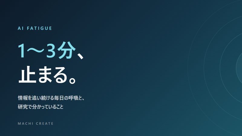 情報を追い続ける毎日に1〜3分止まる、というテーマを示したアイキャッチ画像