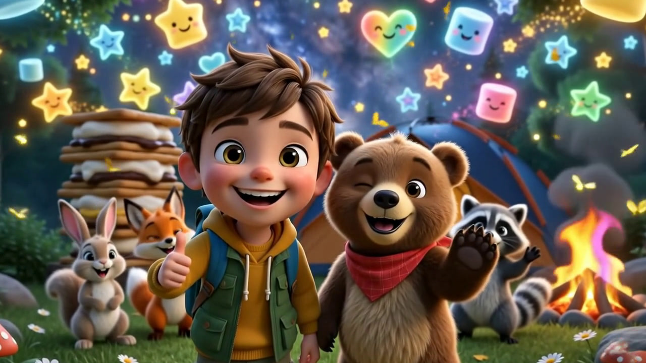 Geminiで作った少年と子グマのキャンプ動画